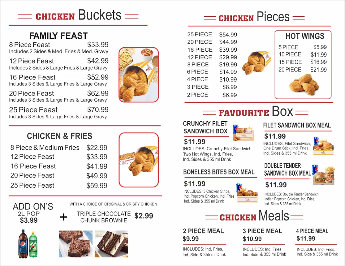 Menu, Royal Fried Chicken