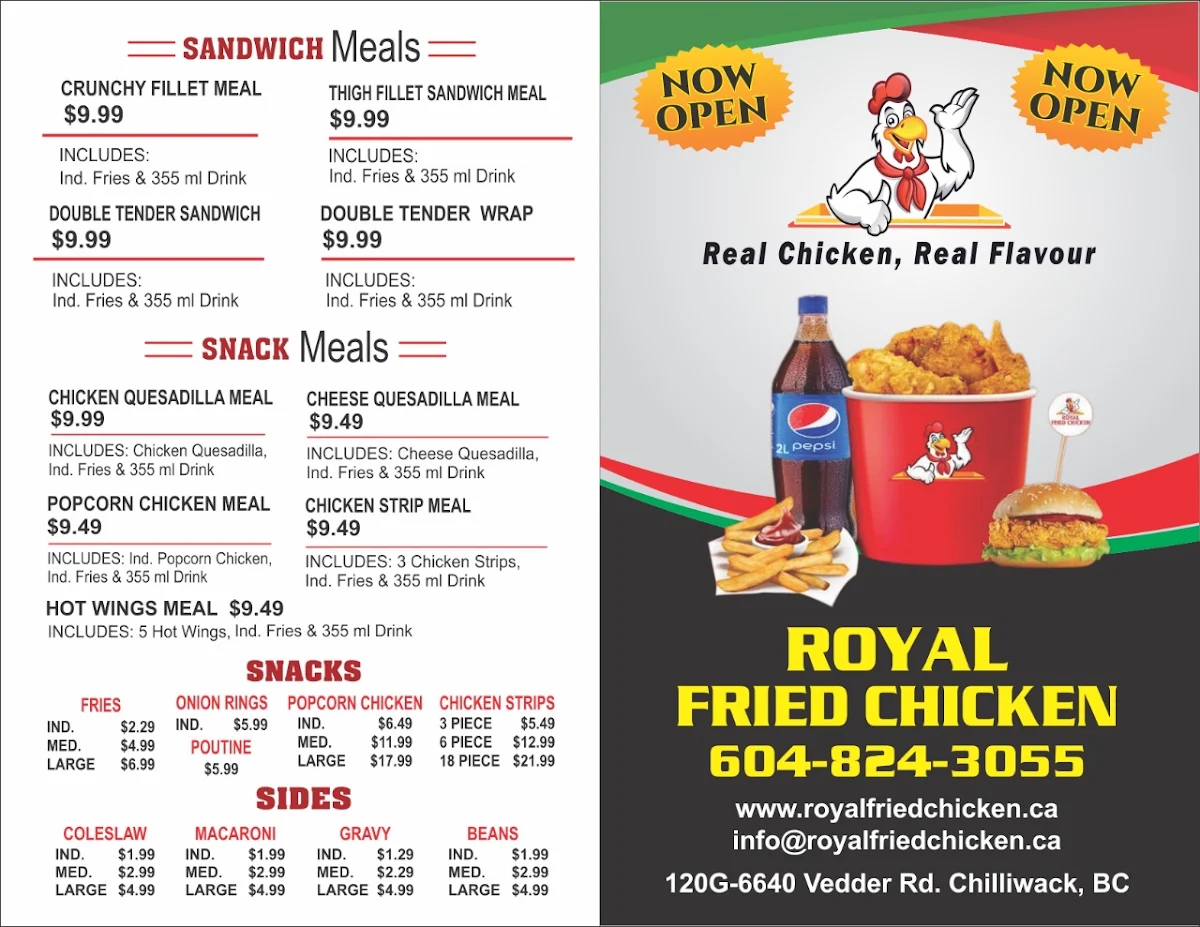 Menu, Royal Fried Chicken
