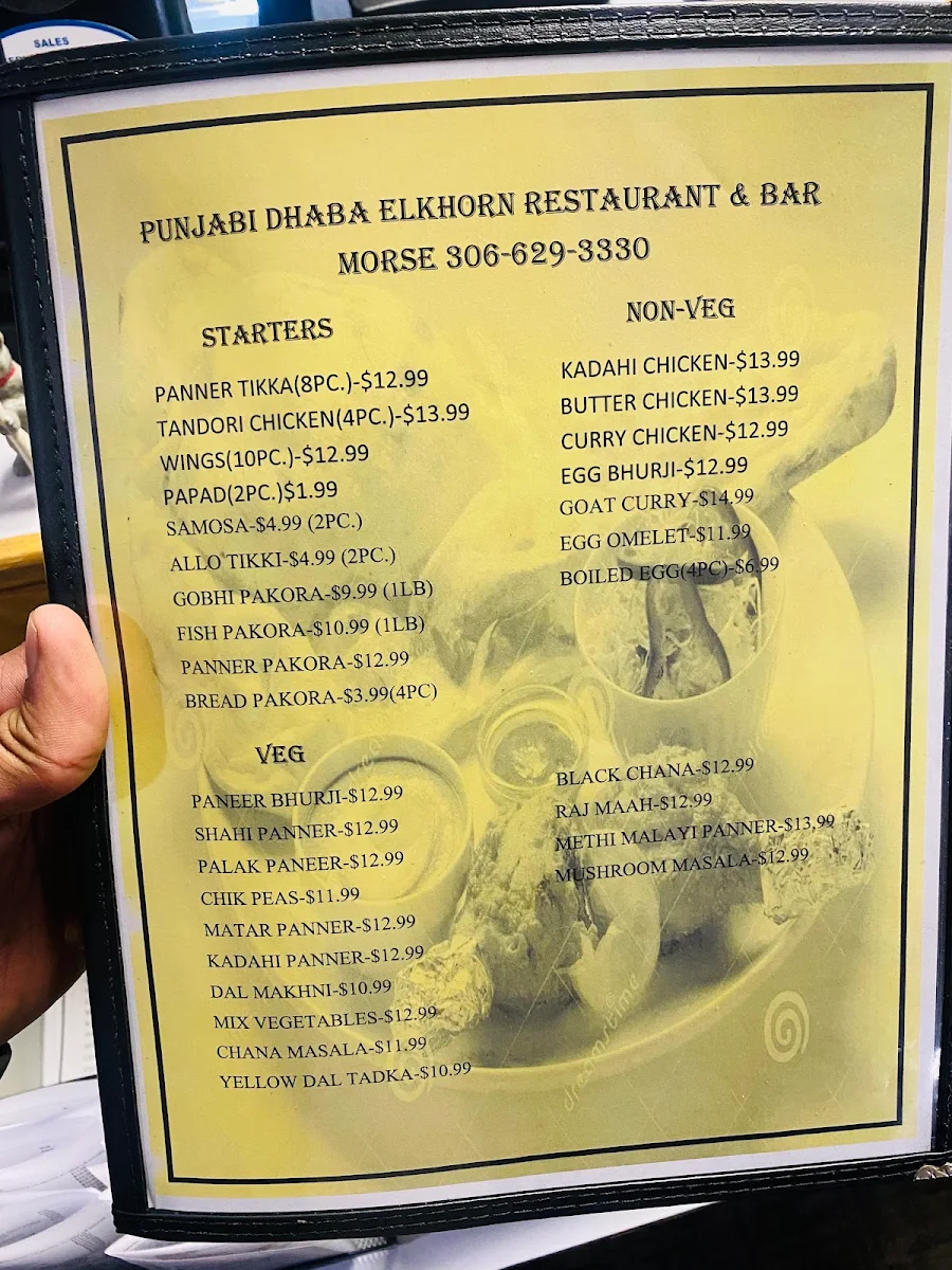 Menu, Punjabi Dhaba Elkhorn restaurant and bar