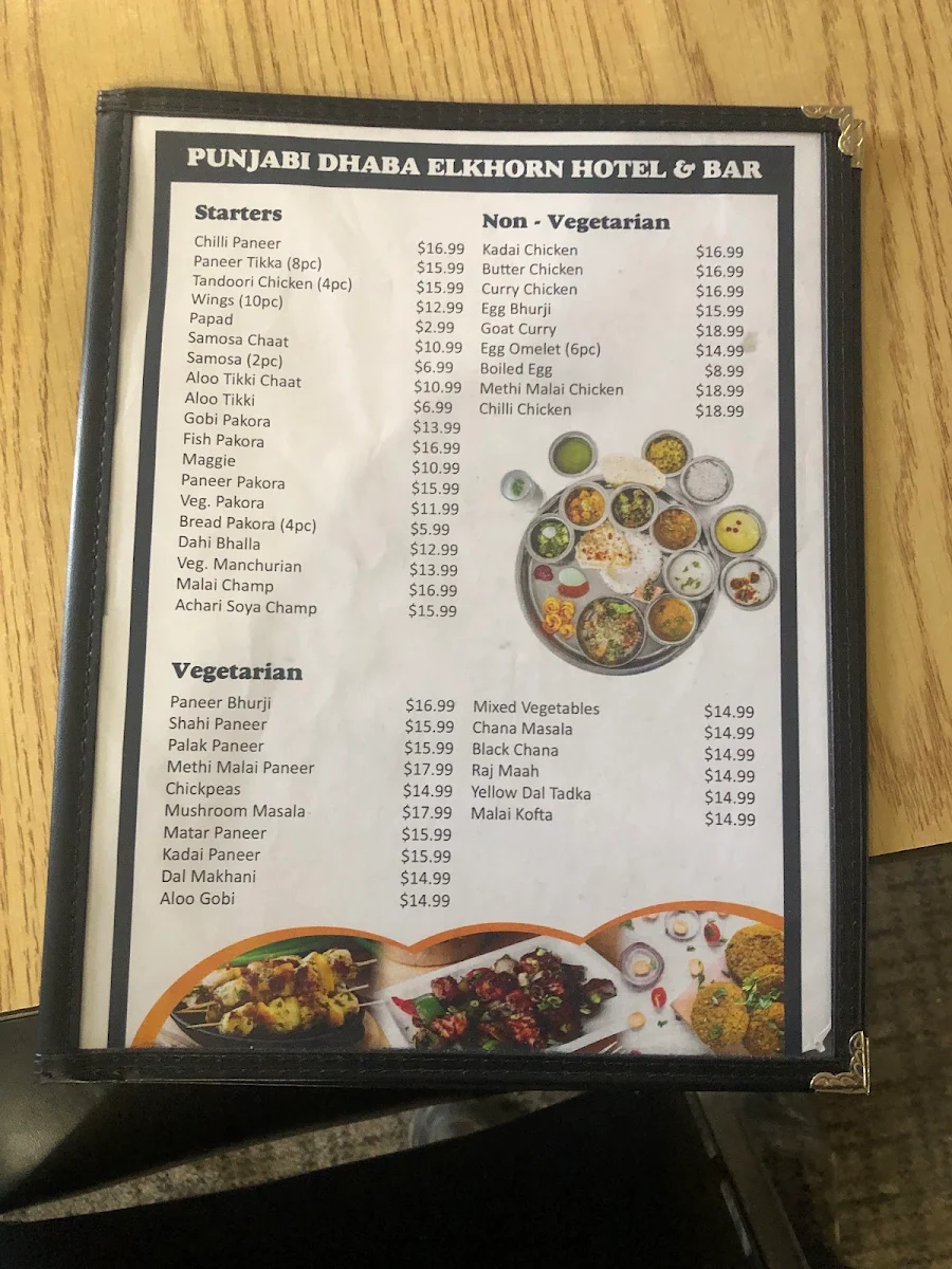 Menu, Punjabi Dhaba Elkhorn restaurant and bar