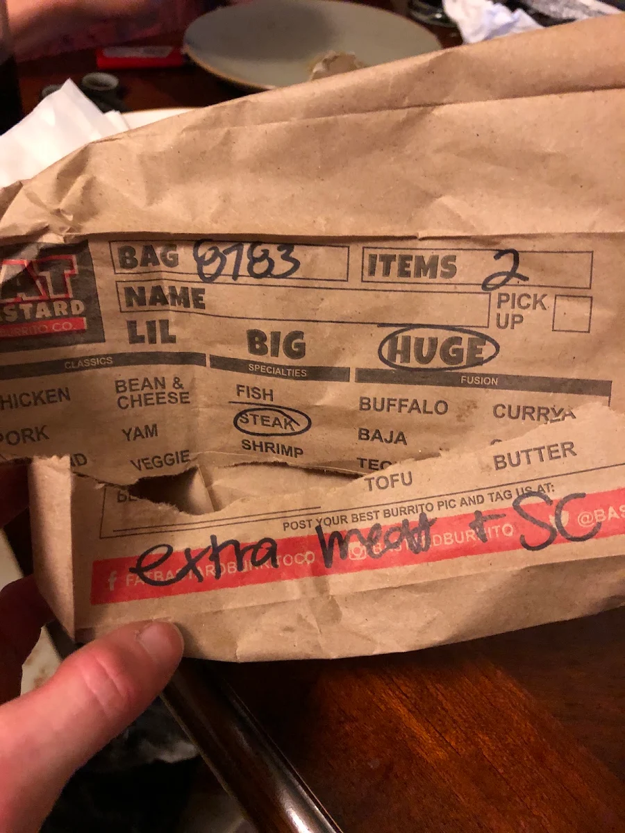 Menu, Fat Bastard Burrito