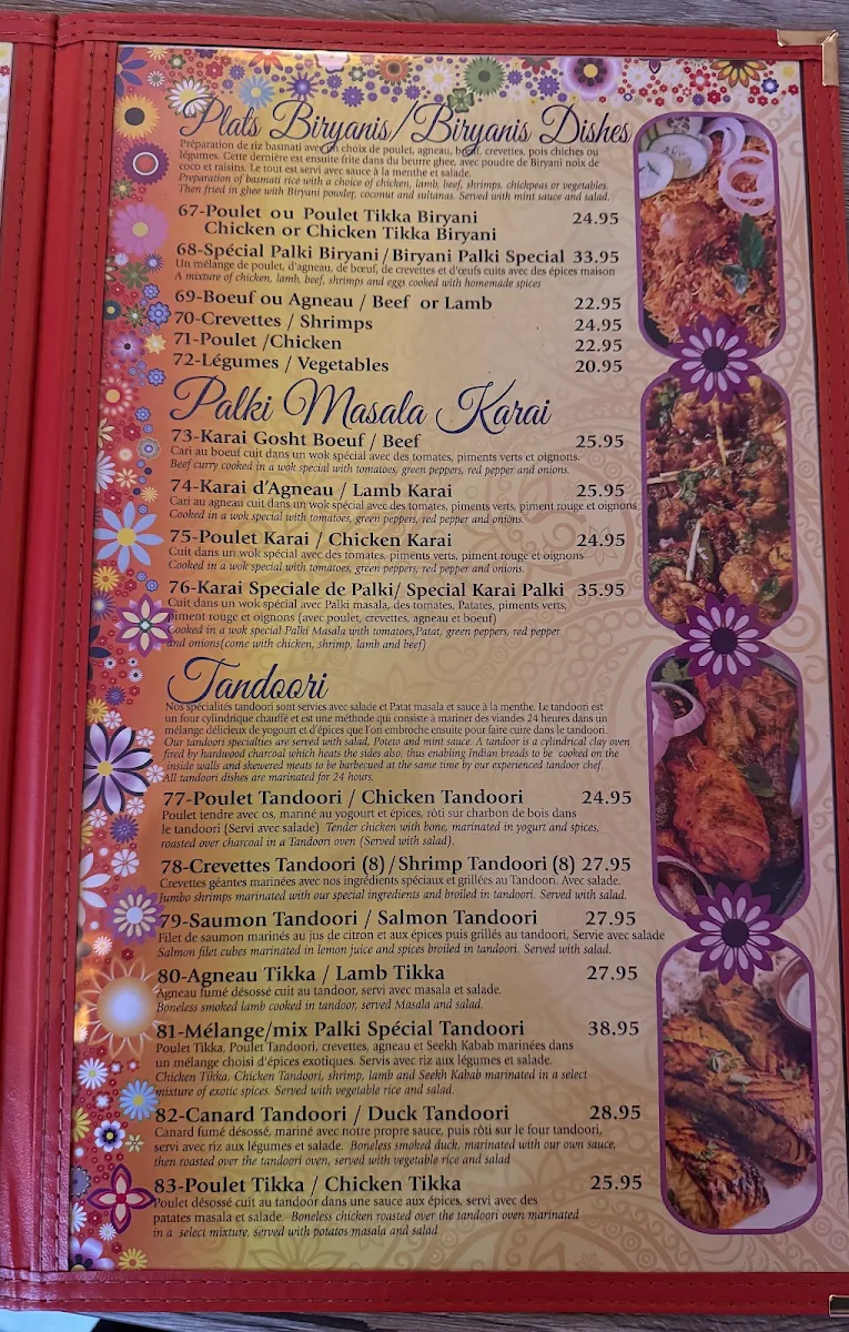 Menu, Restaurant Palki