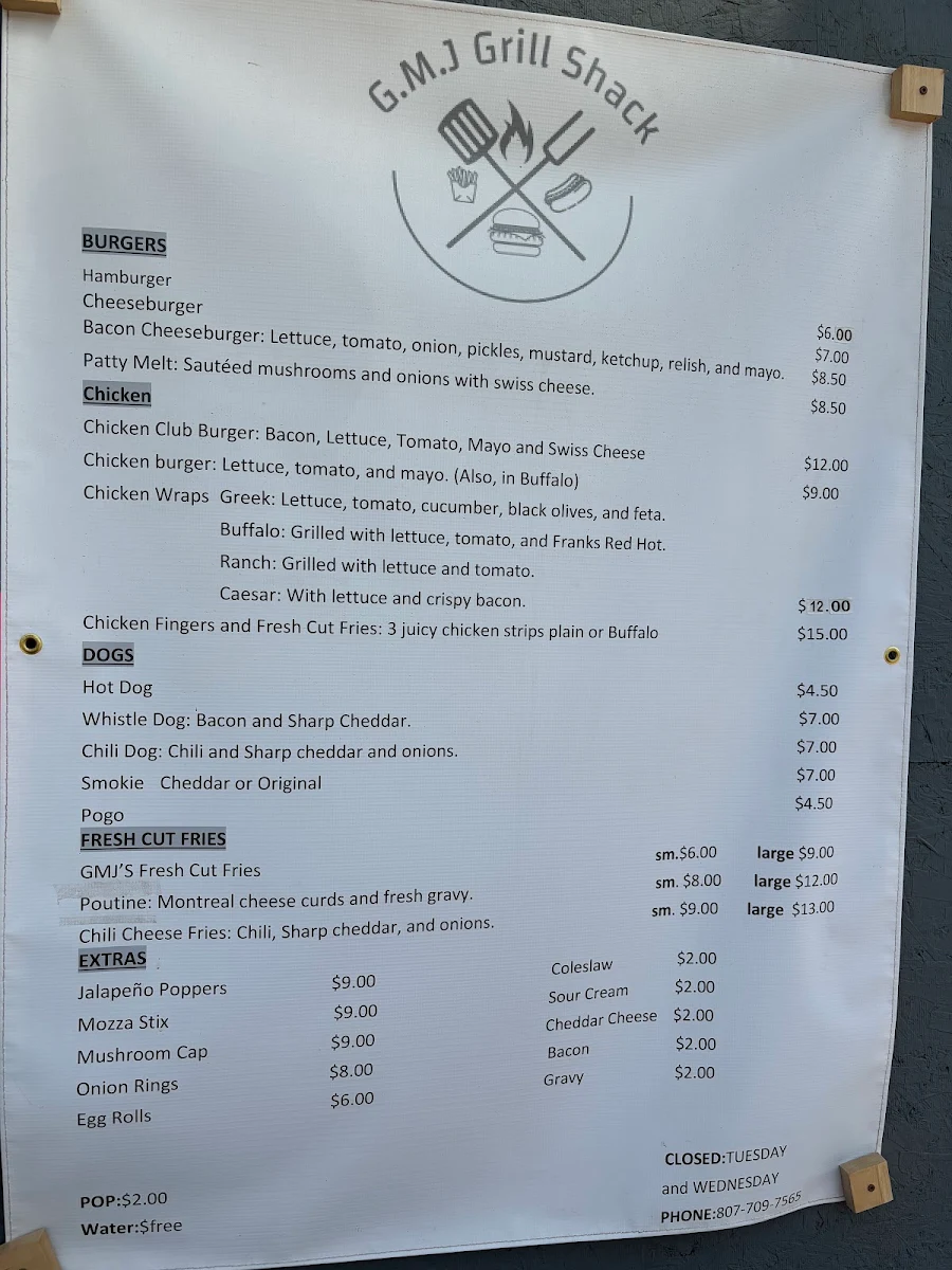 Menu, The Grill Shack