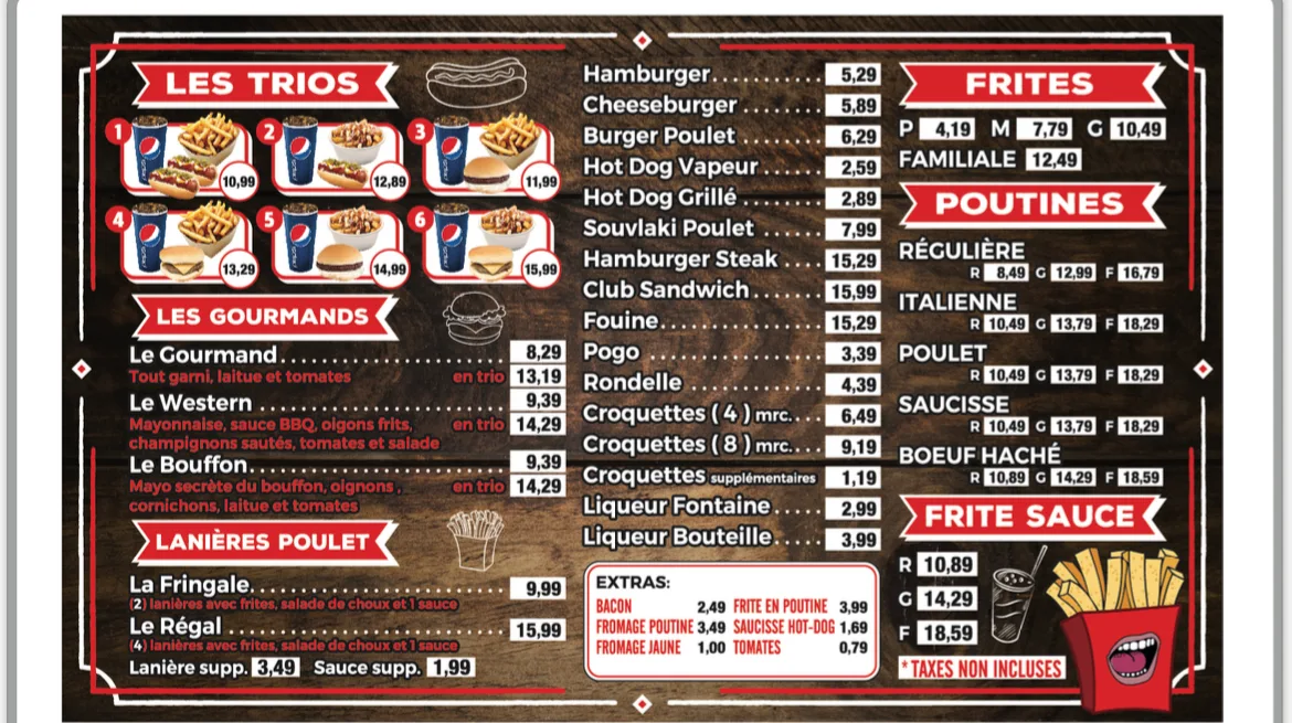 Menu, Bouffons La Patate