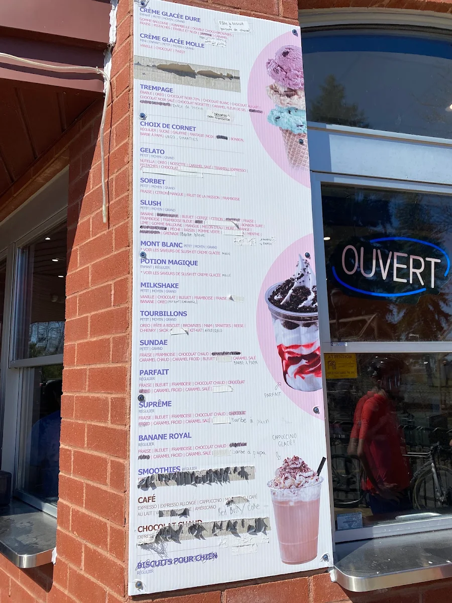 Menu, La Bamboche Crèmerie