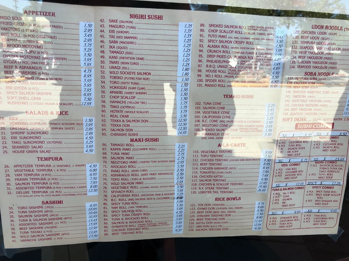 Menu, Zhou's Chinese Restaurant