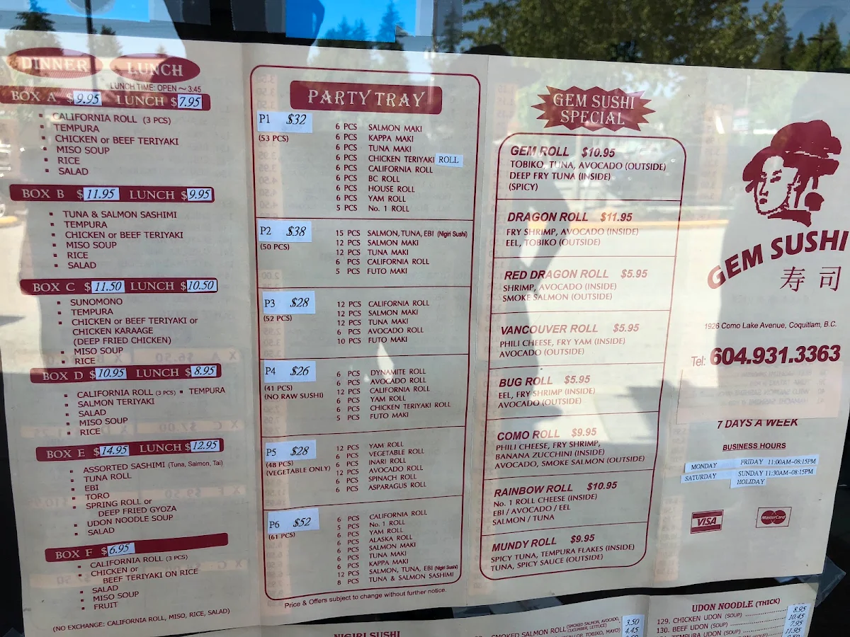 Menu, Zhou's Chinese Restaurant