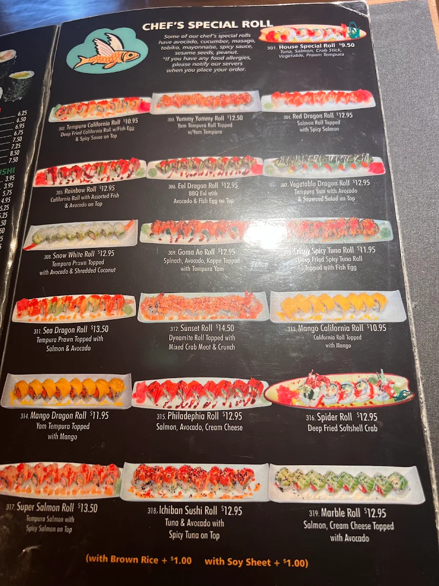 Menu, Osaka Sushi