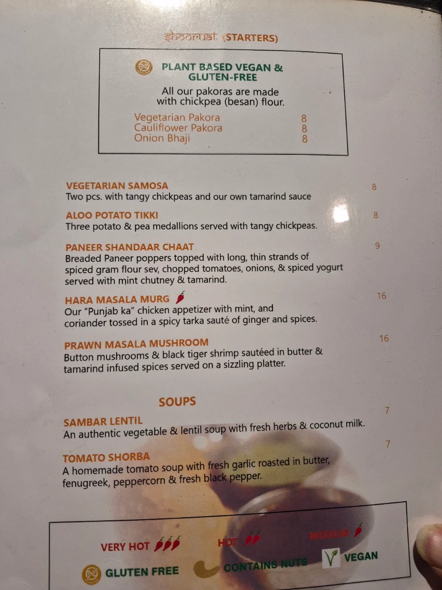 Menu, India Village Ancaster