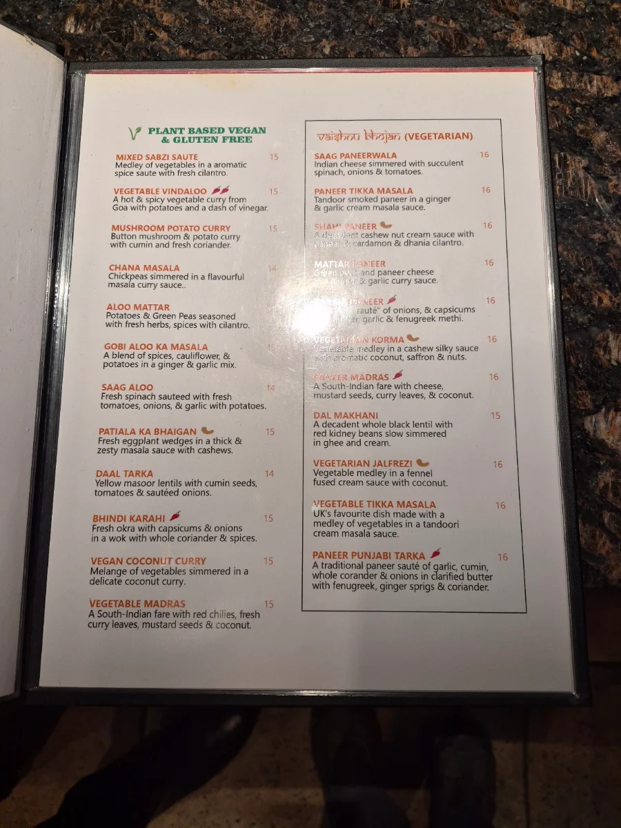 Menu, India Village Ancaster