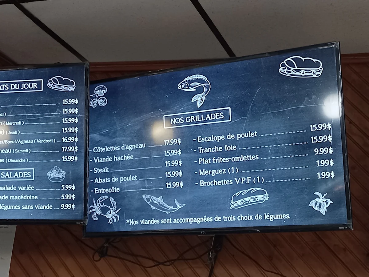 Menu, Café restaurant Bélair