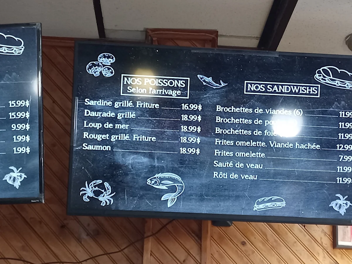 Menu, Café restaurant Bélair