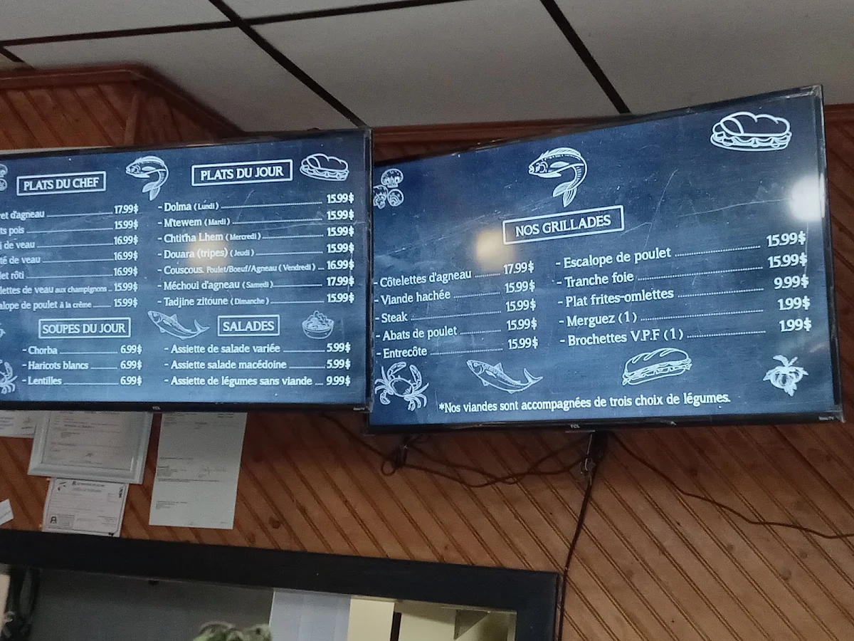 Menu, Café restaurant Bélair