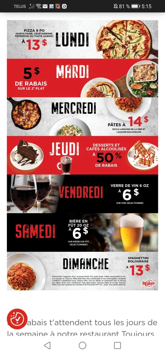 Menu, Toujours Mikes