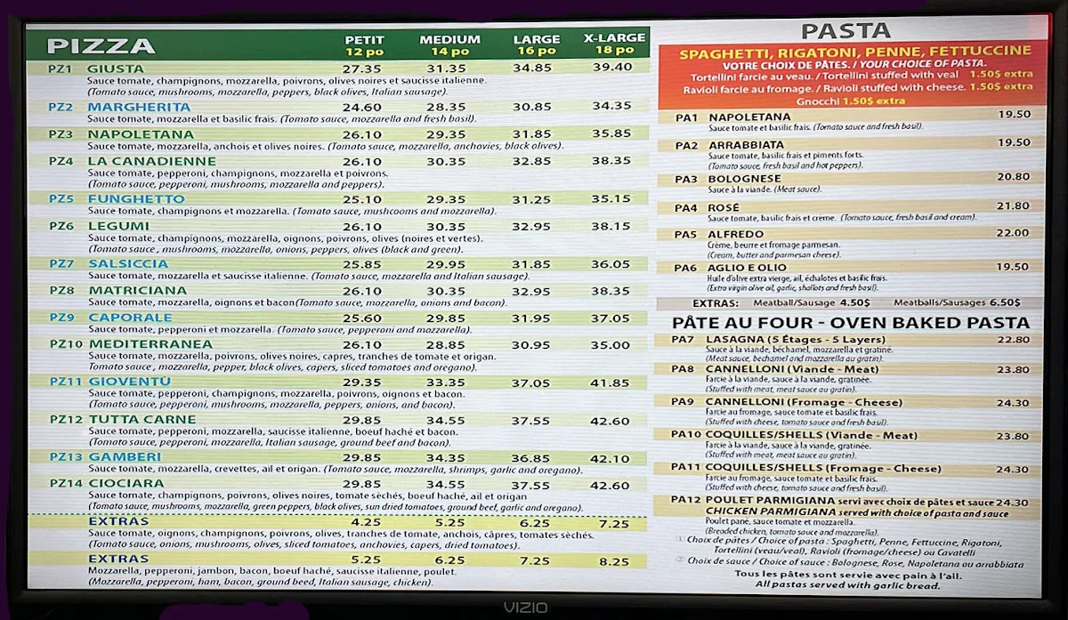 Menu, La Trattoria Giusta