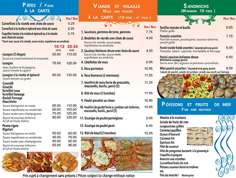 Menu, La Trattoria Giusta
