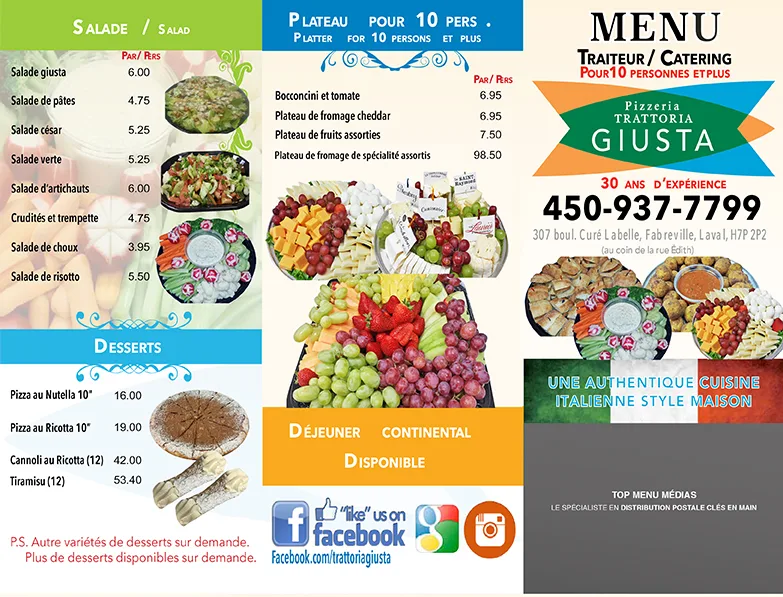Menu, La Trattoria Giusta