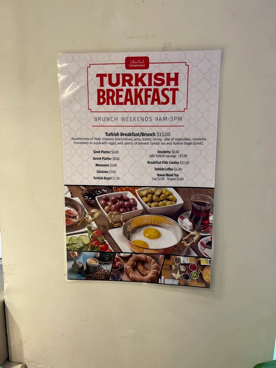 Menu, Istanbul Shawarma