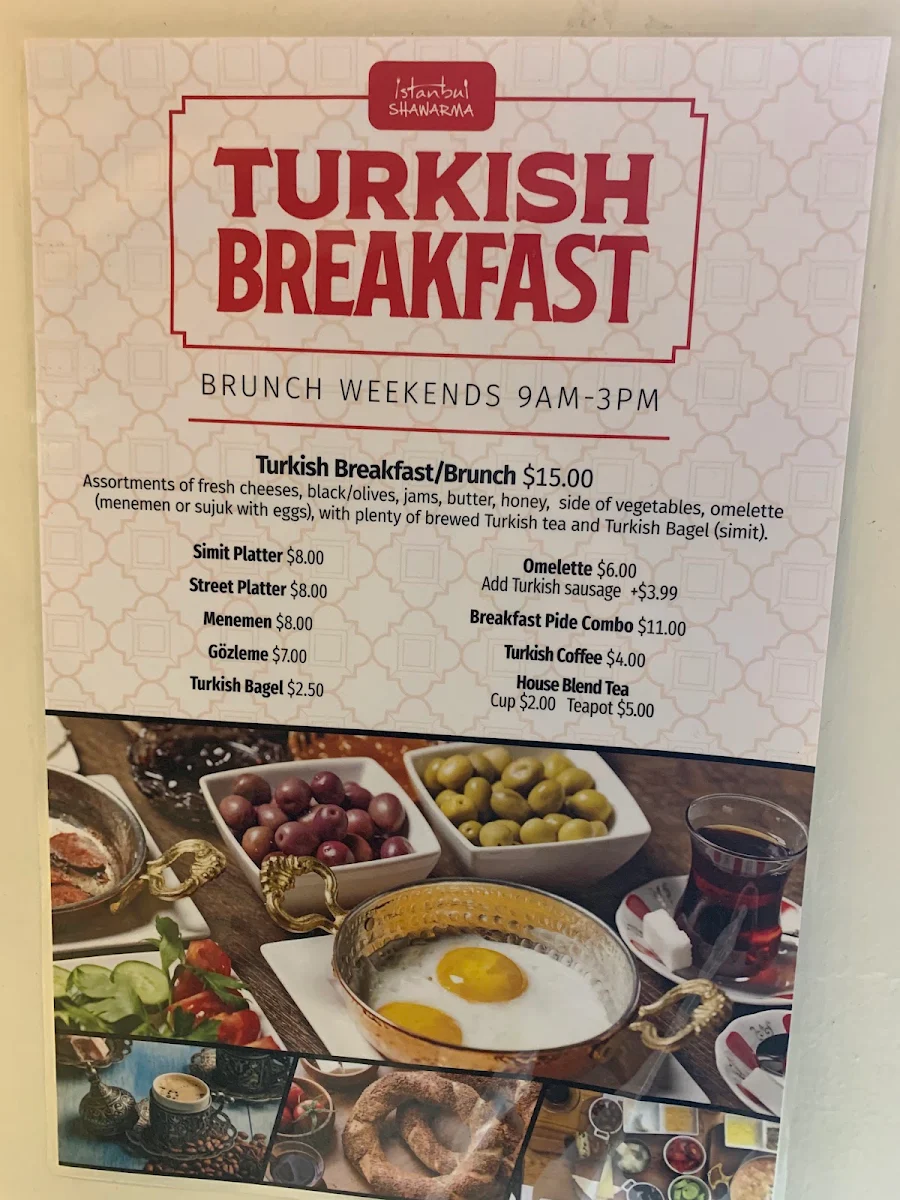 Menu, Istanbul Shawarma