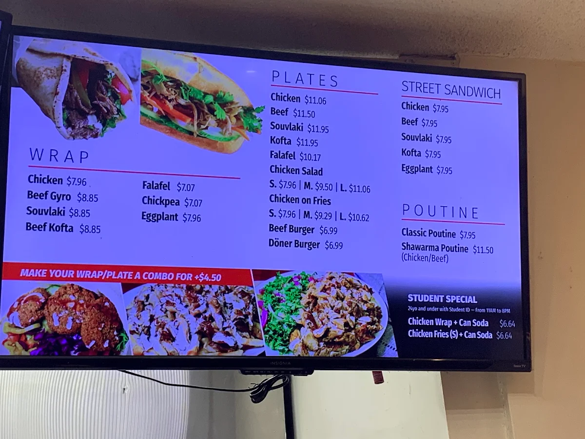 Menu, Istanbul Shawarma