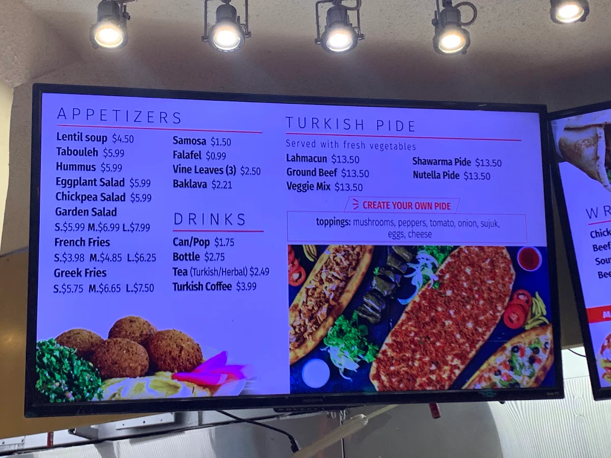 Menu, Istanbul Shawarma