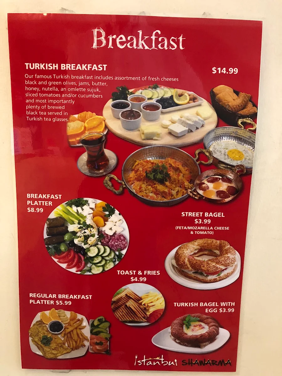 Menu, Istanbul Shawarma
