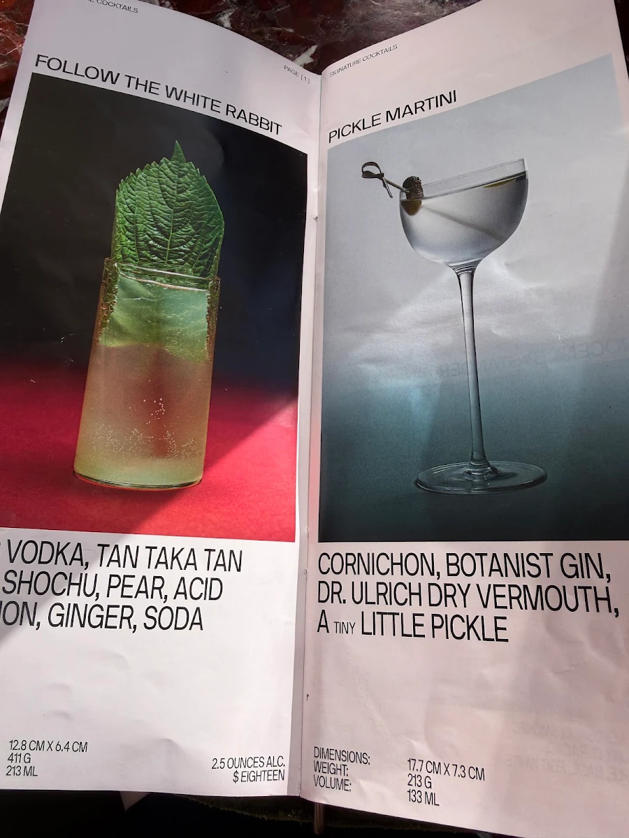 Menu, Stable Palms Club