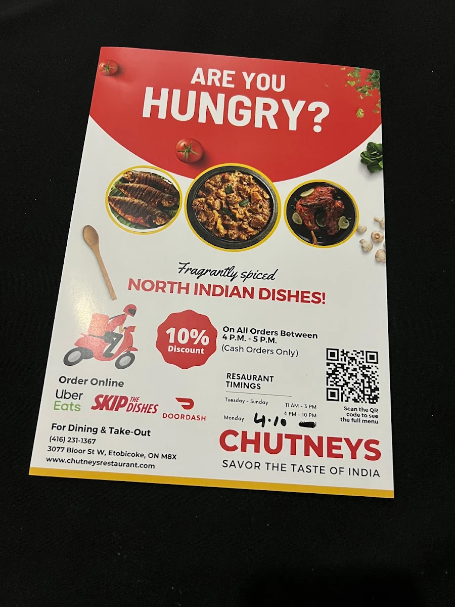 Menu, Chutneys