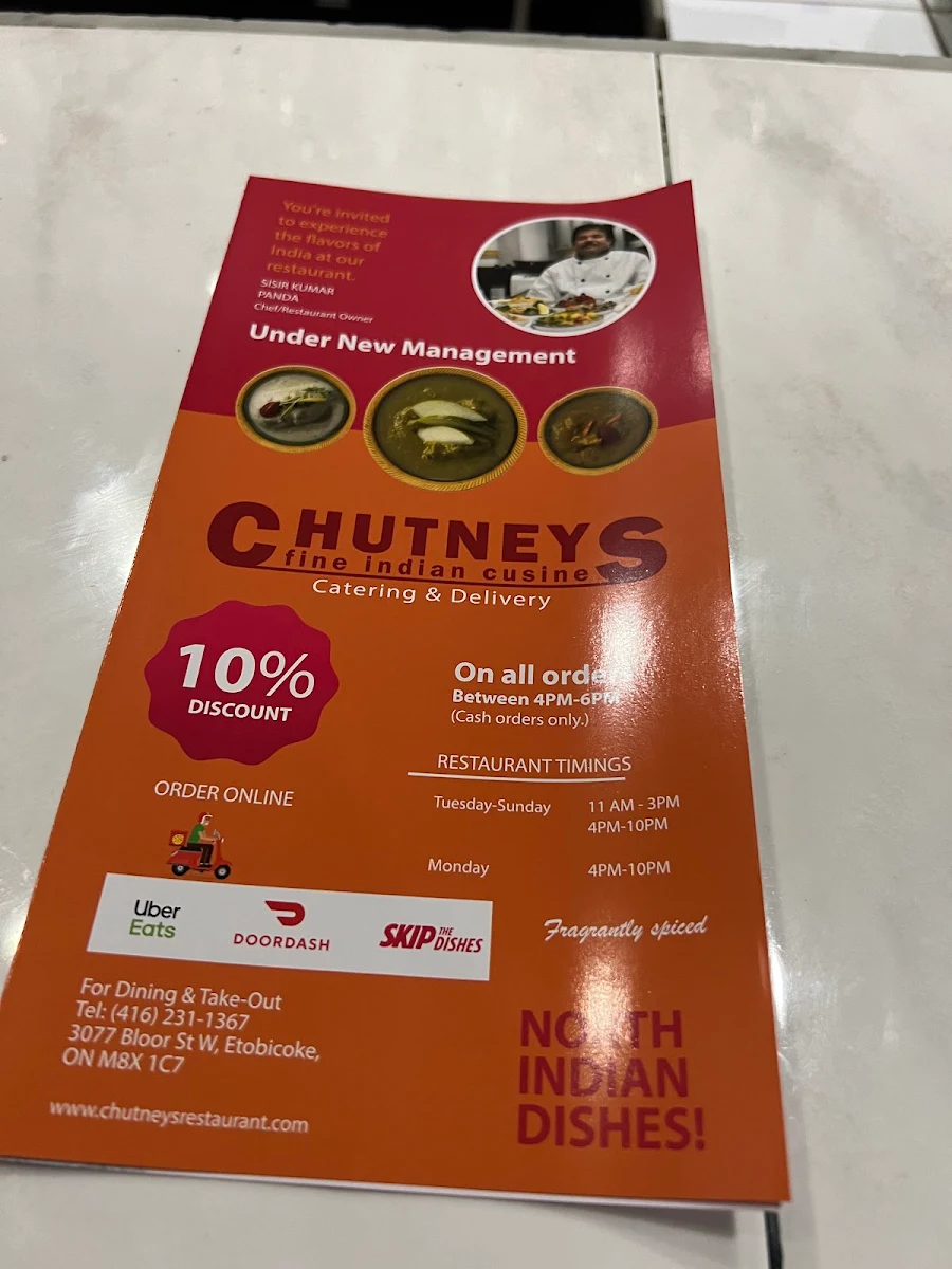 Menu, Chutneys