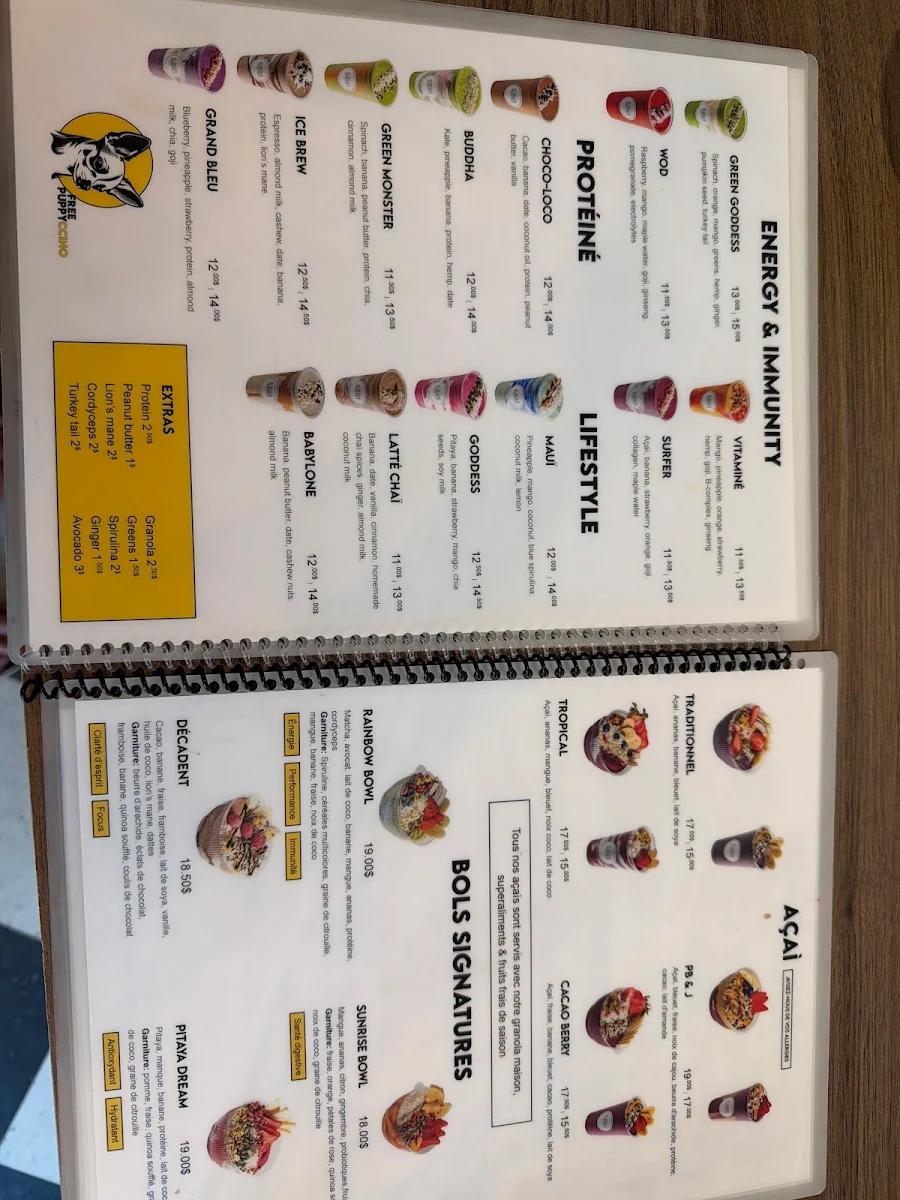 Menu, Crux Comptoir Griffintown - Coffee - juice bar - smoothies - açaì