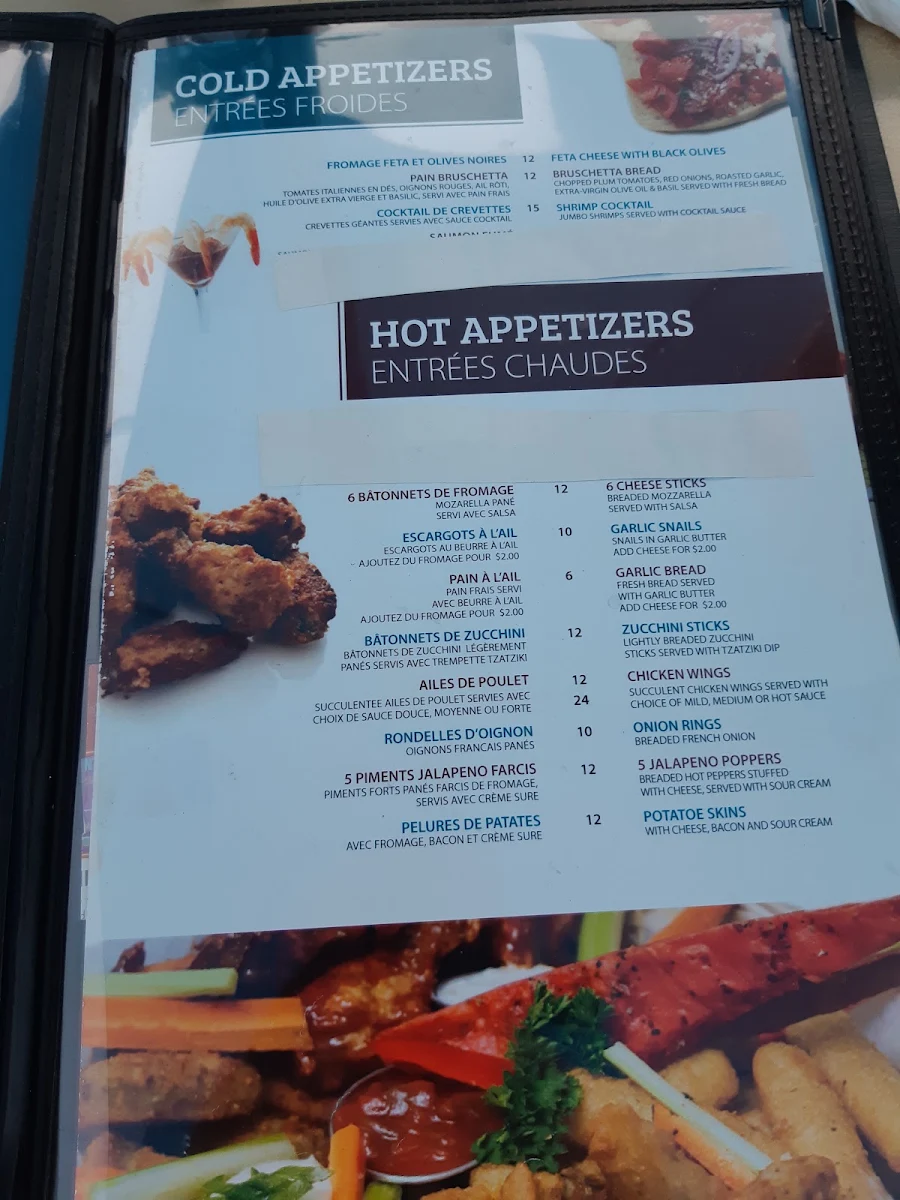 Menu, L'Escale Restaurant