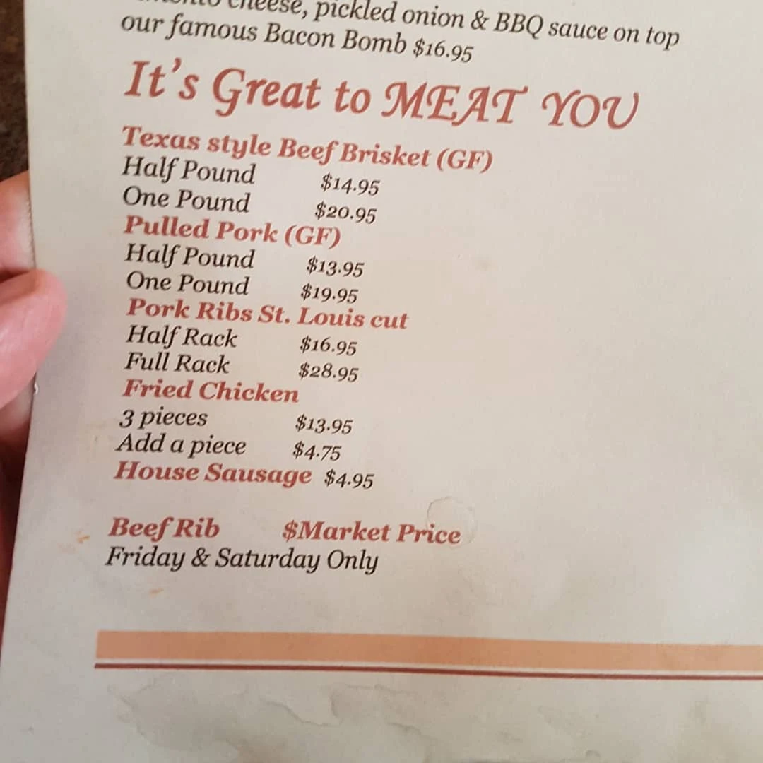 Menu, Smokehouse BBQ
