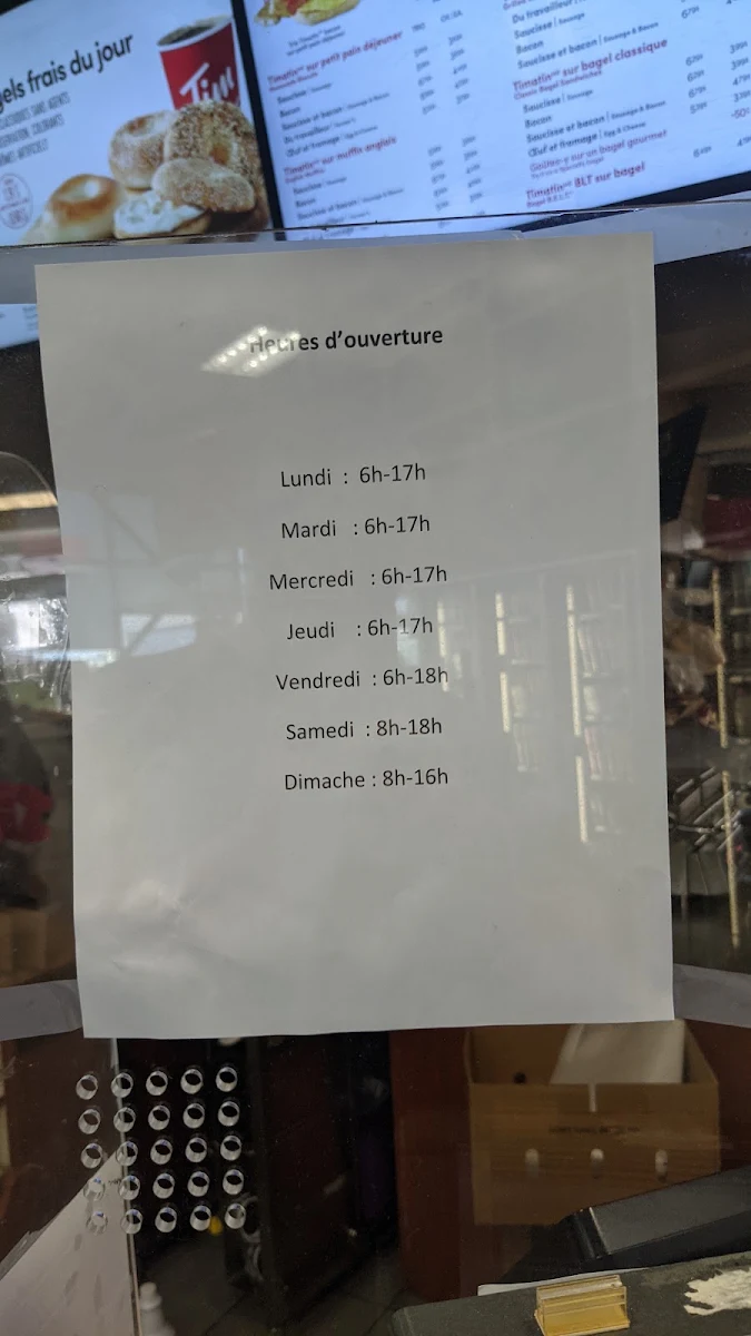 Menu, Tim Hortons