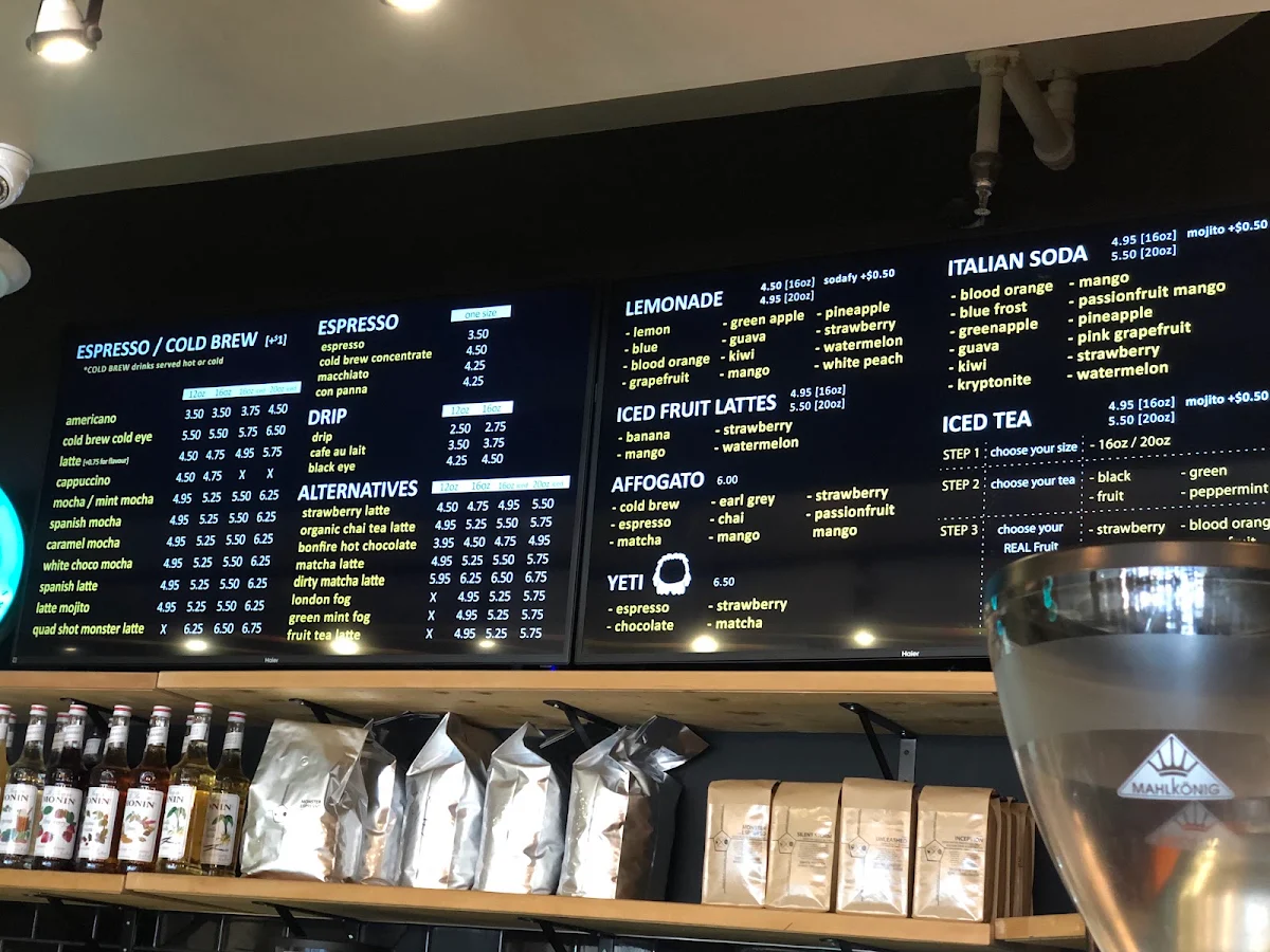 Menu, Coffee Monster