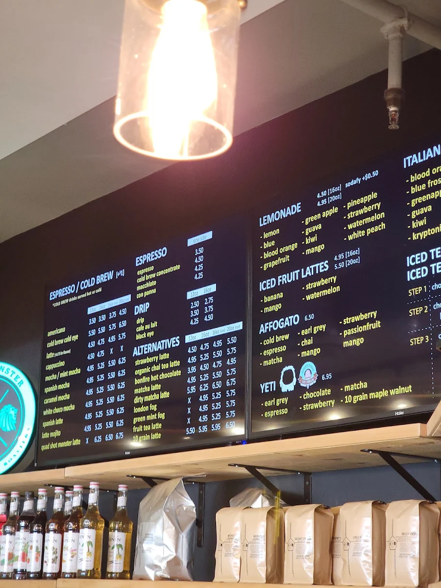 Menu, Coffee Monster