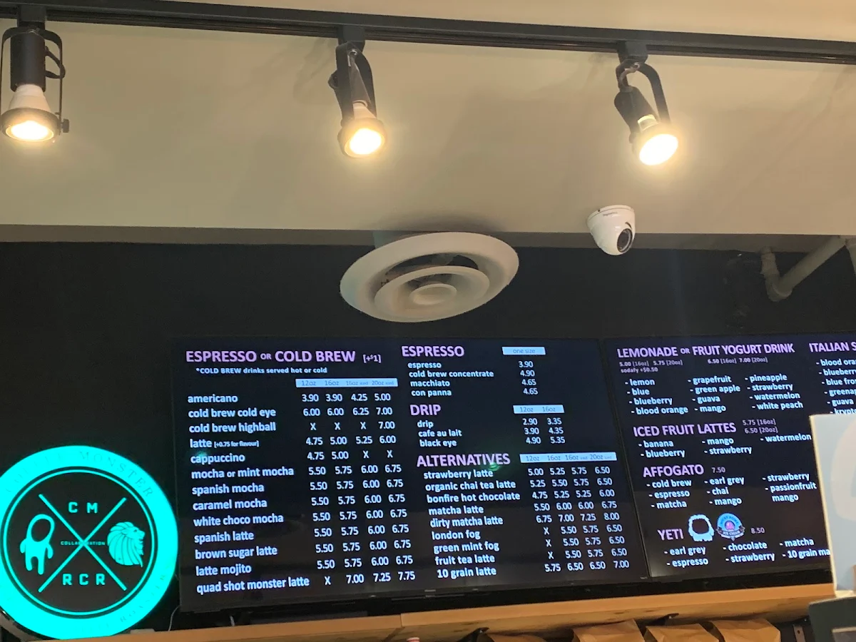 Menu, Coffee Monster