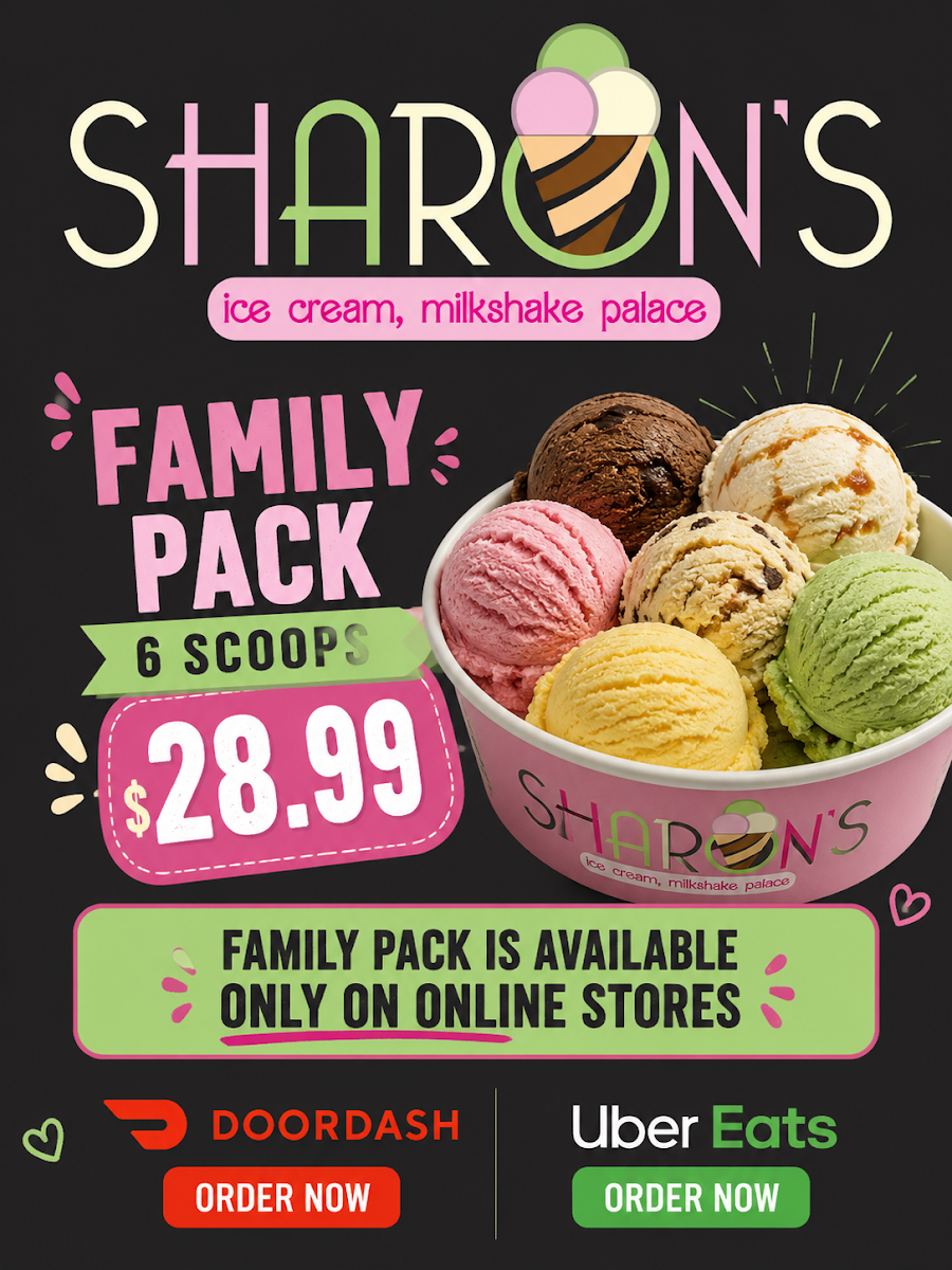 Menu, Sharon's Ice Cream