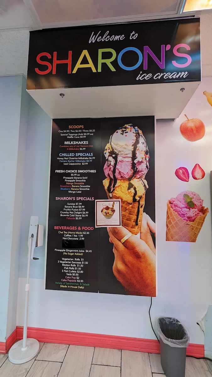 Menu, Sharon's Ice Cream