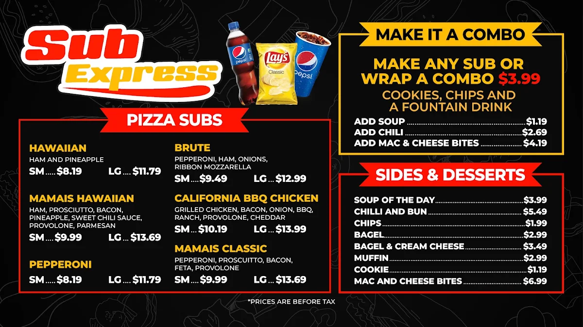 Menu, Sub Express