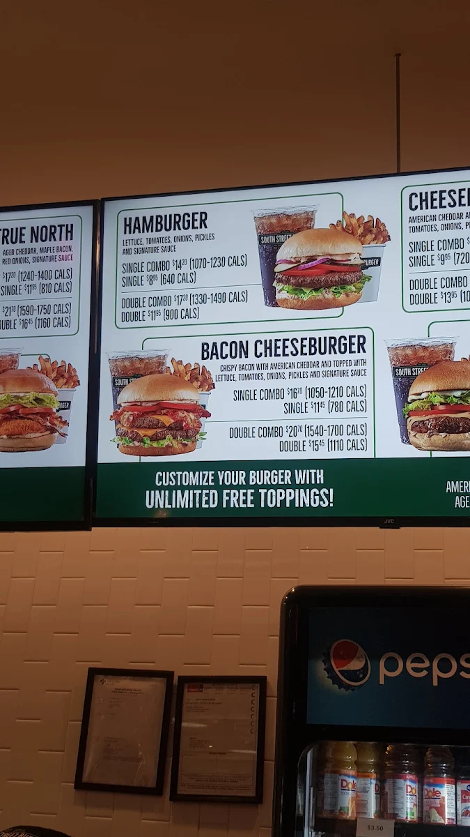Menu, South St. Burger