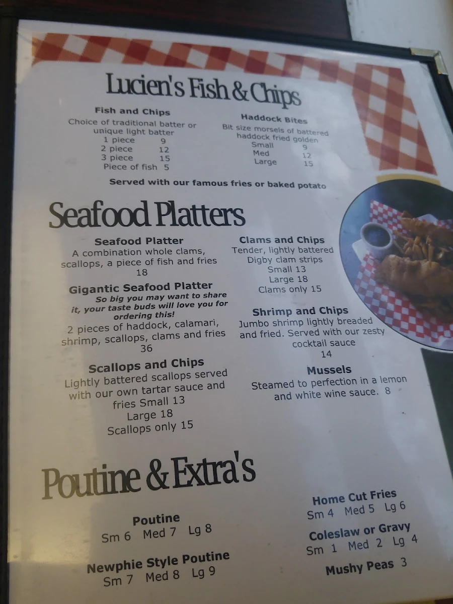Menu, Willman's Fish & Chips