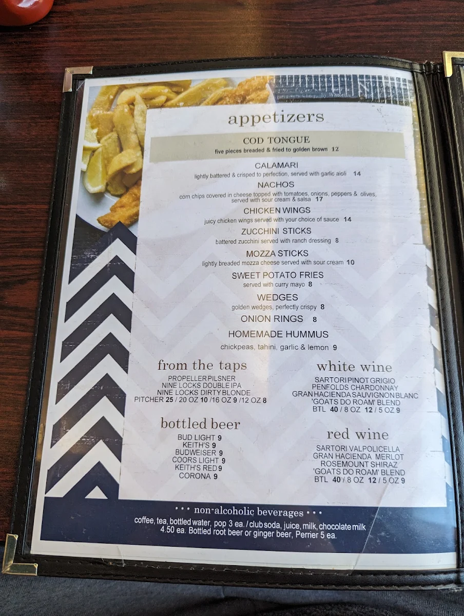 Menu, Willman's Fish & Chips