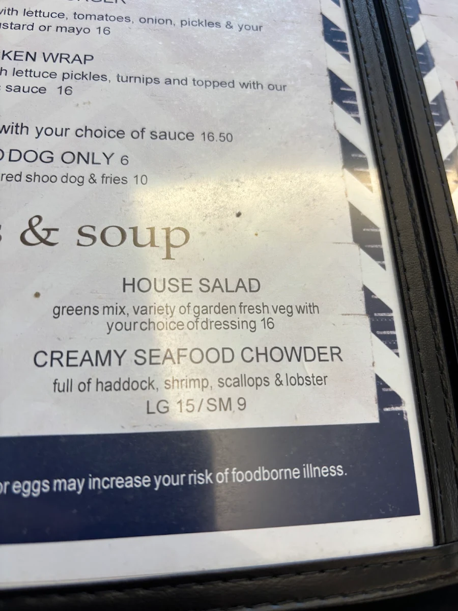 Menu, Willman's Fish & Chips