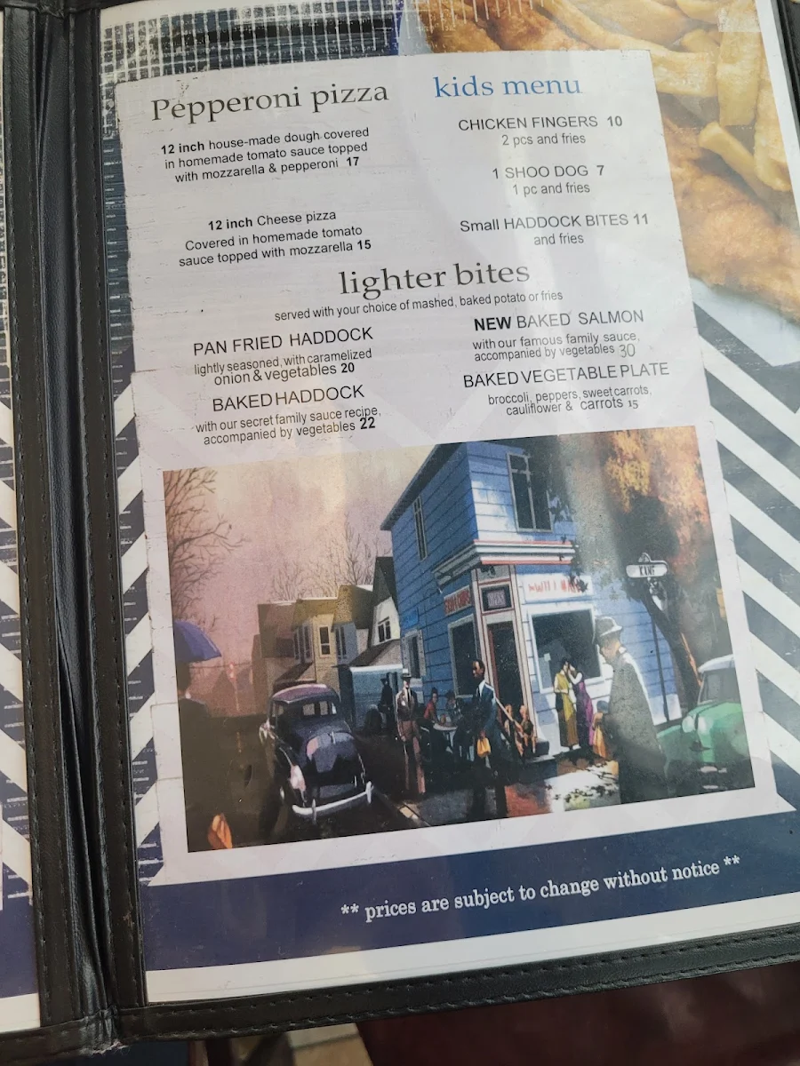 Menu, Willman's Fish & Chips