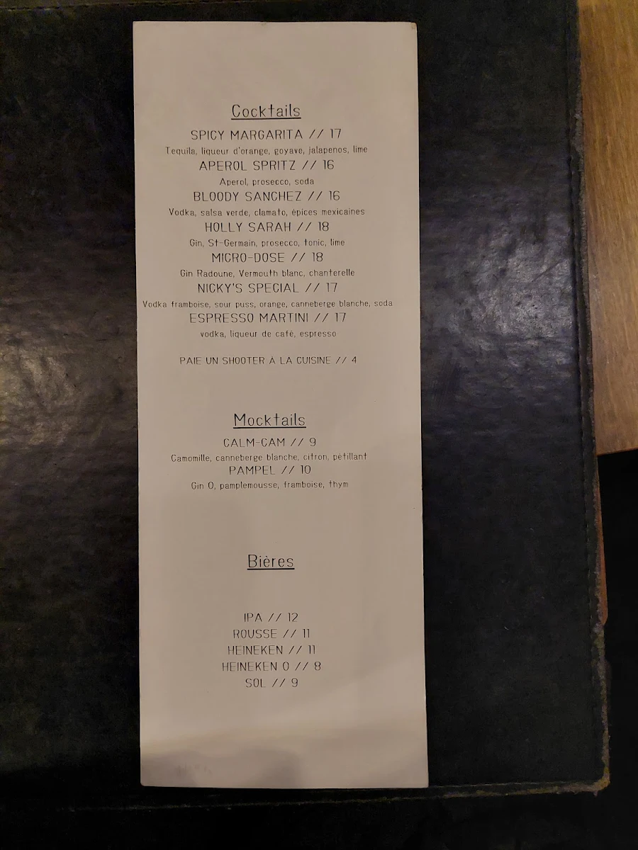 Menu, Resto Catch