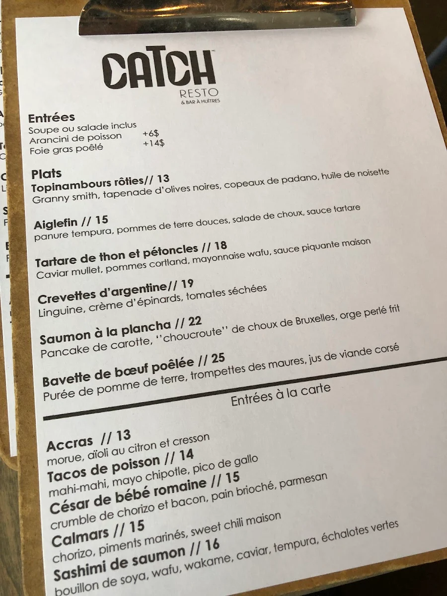 Menu, Resto Catch