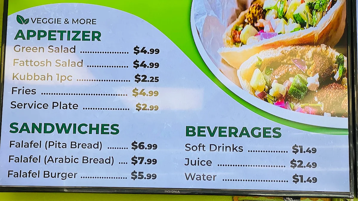 Menu, Ottawa Falafel House