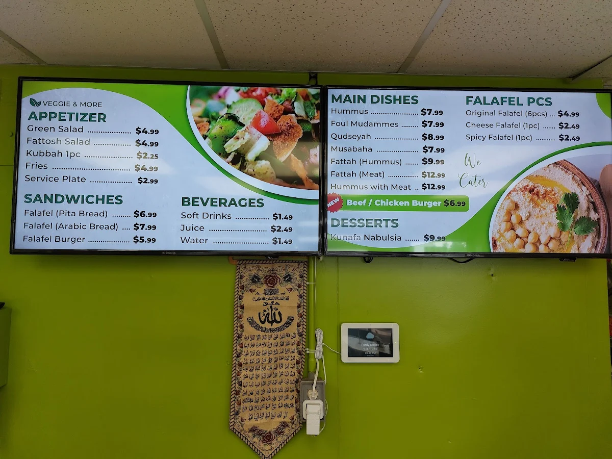 Menu, Ottawa Falafel House