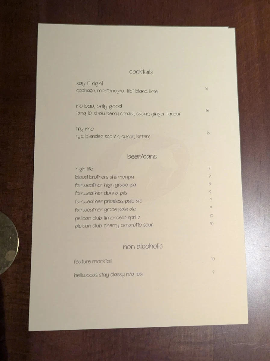 Menu, Daphne's
