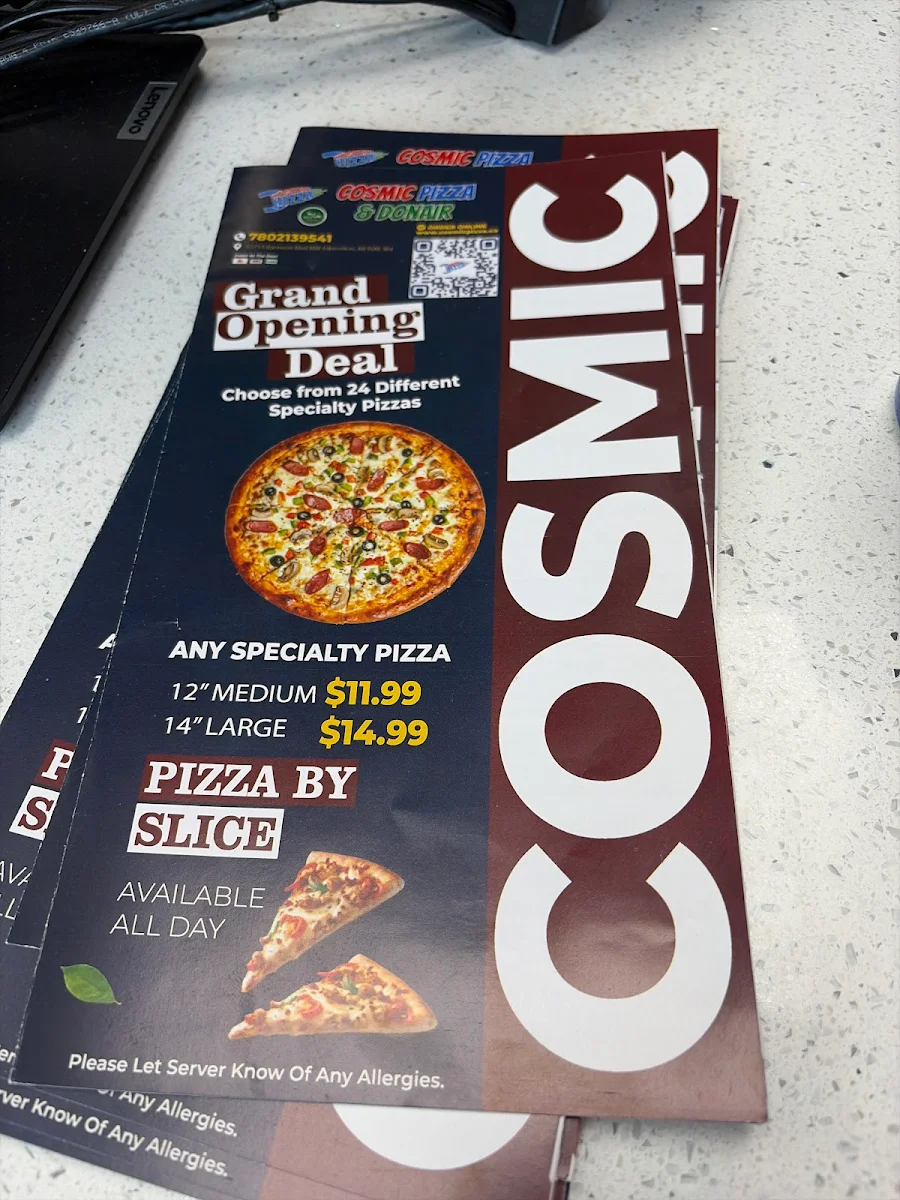 Menu, Cosmic Pizza & Donair Edgemont